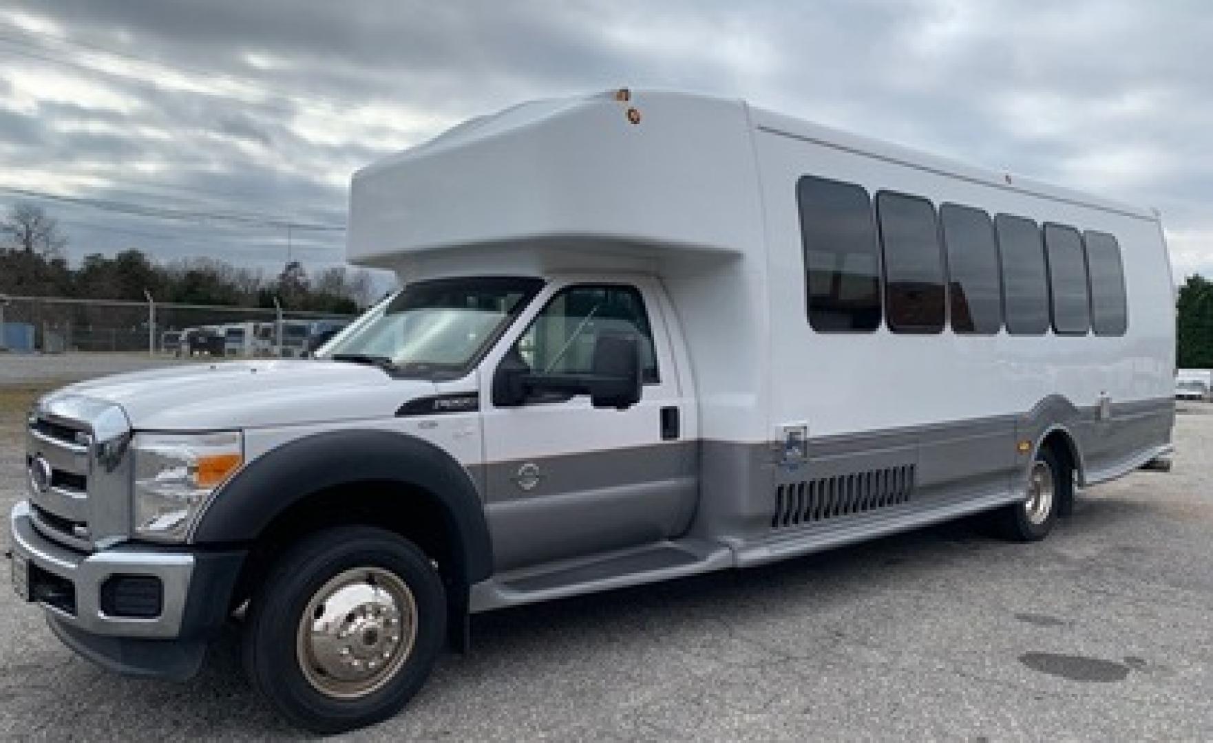 2014 White Ford F550 with an 6.7L engine, Auto transmission, 0.000000, 0.000000 - 2014 Ford F-550, Turtle Top Odyssey XL,- 6.7L Diesel Engine,- Automatic Trans,- Electric Entrance,Door,- 25 Passengers & Driver,- Mid Back Reclining Seats,- Retractable Seat Belts, - 110V Outlets,- Rear Dedicated Luggage,- Stainless Wheel Simulators,- Front and Rear A/C. - Photo#2