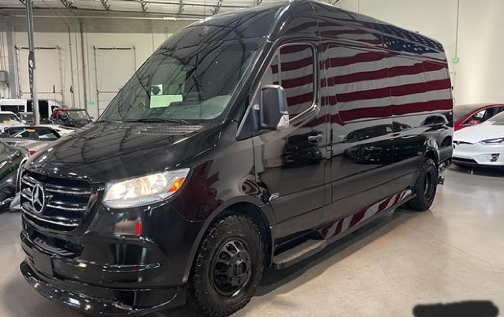 2023 /Black Mercedes-Benz Sprinter 3500 with an V8 engine, Automatic transmission, 0.000000, 0.000000 - 2023 MB Sprinter Midwest Luxury Cruiser 170” 3500, Black/Black Lth Int. Captain Seats w/Heat & Massage, 2, Power Leg Lifts, 2 LED TV’s, Rear Facing Seats w/hands free intercom, Wireless Internet Router, Apple TV, Maybach Lighted Ceiling Panel, LED Lighting, Folding Lap Top Tables, Heat/AC, Wind - Photo#0