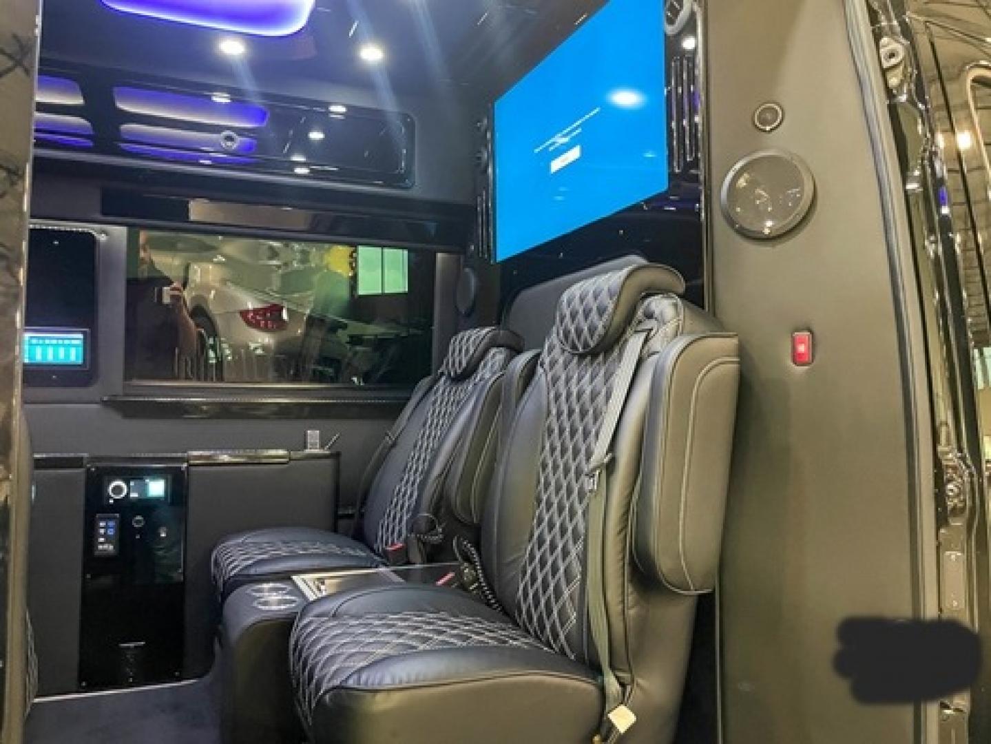 2023 /Black Mercedes-Benz Sprinter 3500 with an V8 engine, Automatic transmission, 0.000000, 0.000000 - 2023 MB Sprinter Midwest Luxury Cruiser 170” 3500, Black/Black Lth Int. Captain Seats w/Heat & Massage, 2, Power Leg Lifts, 2 LED TV’s, Rear Facing Seats w/hands free intercom, Wireless Internet Router, Apple TV, Maybach Lighted Ceiling Panel, LED Lighting, Folding Lap Top Tables, Heat/AC, Wind - Photo#19