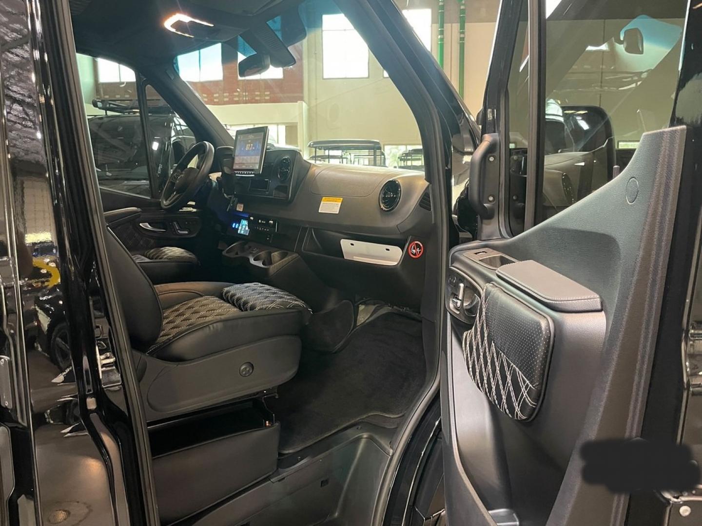 2023 /Black Mercedes-Benz Sprinter 3500 with an V8 engine, Automatic transmission, 0.000000, 0.000000 - 2023 MB Sprinter Midwest Luxury Cruiser 170” 3500, Black/Black Lth Int. Captain Seats w/Heat & Massage, 2, Power Leg Lifts, 2 LED TV’s, Rear Facing Seats w/hands free intercom, Wireless Internet Router, Apple TV, Maybach Lighted Ceiling Panel, LED Lighting, Folding Lap Top Tables, Heat/AC, Wind - Photo#7