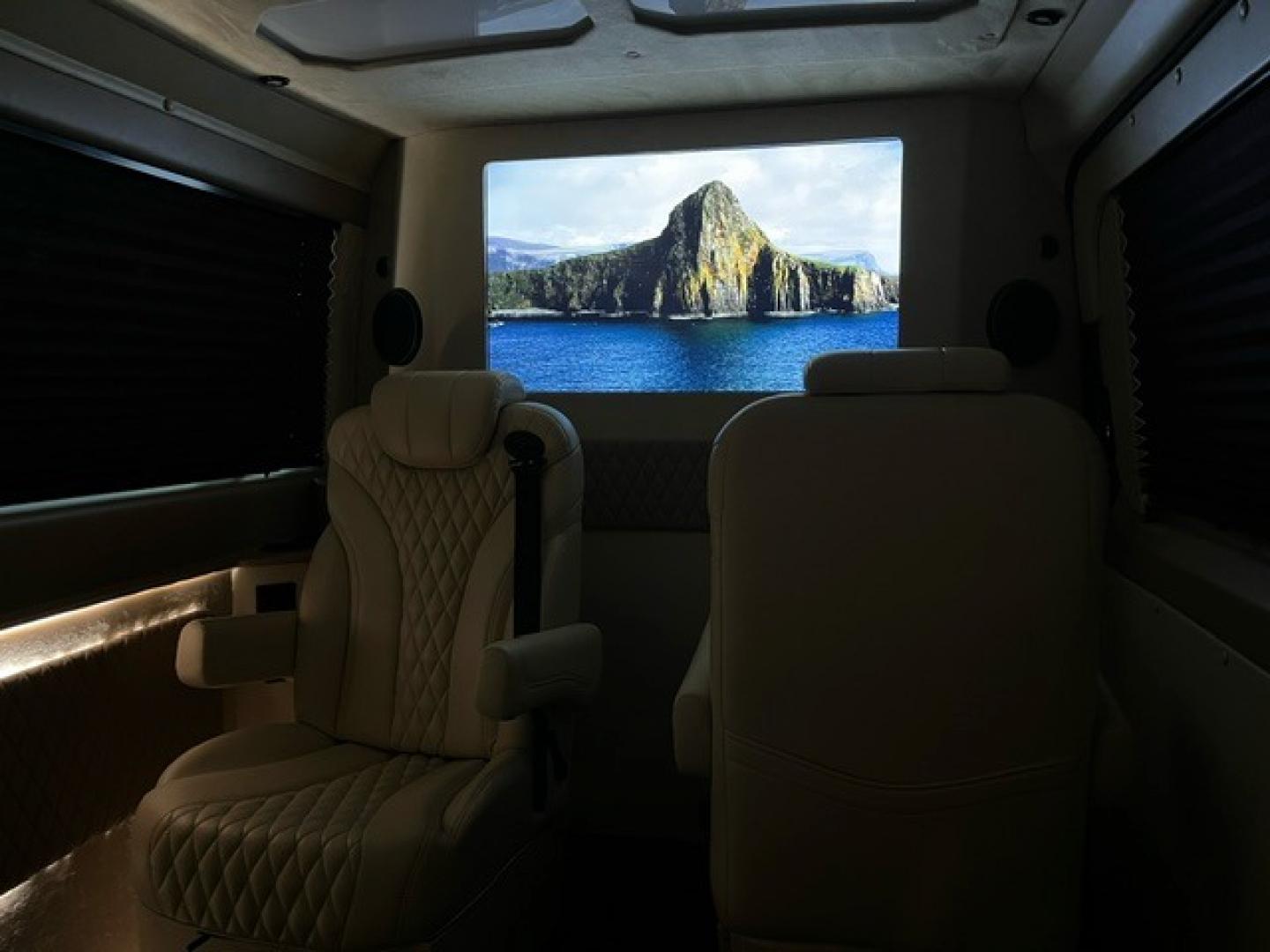 2023 Blue /Sand Mercedes-Benz Sprinter (W1W4NBVY6PT) , 0.000000, 0.000000 - 2023 MERCEDES SPRINTER 2500, 144”, 4X4 MAYBACH 6-passenger Blue /Sand Luxury leather interior, AM/FM, Apple 32” TV W/BOSE SOUND BAR W/BLUE TOOTH, Oak Riche Floor, Electric Partition, Power Door Step, AC/Heat w/ Under Vehicle Condenser, LED Ceiling Lighting, Backup Camera, - Photo#2