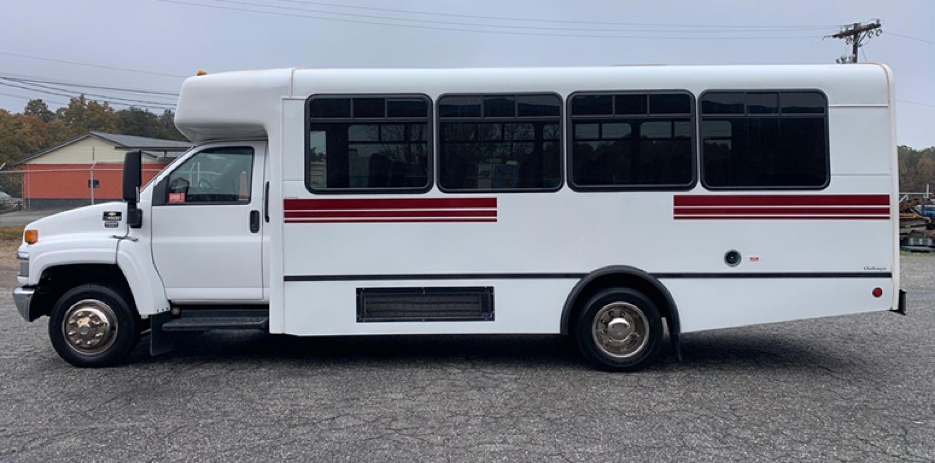 2009 White /Gray Chevrolet C4500 with an Diesel engine, Auto transmission, located at 1725 US-68 N, Bellefontaine, OH, 43311, (937) 592-5466, 40.387783, -83.752388 - 2009 Chevrolet C4500 Champion Conversion – 6.6L Duramax Diesel Engine, Allison Automatic Trans, 28 Passengers + Driver, High Back Reclining Seats, Retractable Seat Belts, Aisle Sliders, Electric Entrance Door, Overhead Luggage Racks, Reading Lights, Front & Rear A/C. Stainless Wheel Simulators 6 N - Photo#3