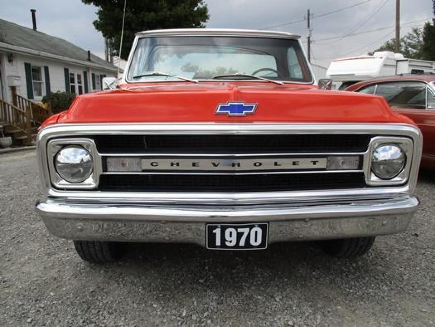 1970 Orange/White Chevrolet C10 with an 328 V8 engine, located at 1725 US-68 N, Bellefontaine, OH, 43311, (937) 592-5466, 40.387783, -83.752388 - 1970 CHEVROLET C10 CUSTOM ½ T Pick-up, High-performance “383 Stroker” V-8 w-headers Auto, Orange w-white Inserts, Black Lth Interior, custom wood steering wheel, PS, PB, Retro AM-FM-CD, gauges, dual exhaust, rally rims w-white letter tires, chrome bumpers & grille, Bed mat.	. Professionally wet - Photo#30